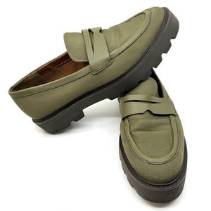 Franco Sarto Womens Balin Padded Insole Lug Sole Slip On Loafers Sz 11M Green